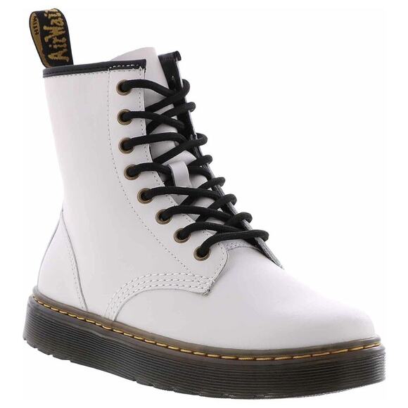 NEW Doc Martens Zavala Leather Combat Boots Women’s Size 7 White Air Cushioned - Picture 1 of 14